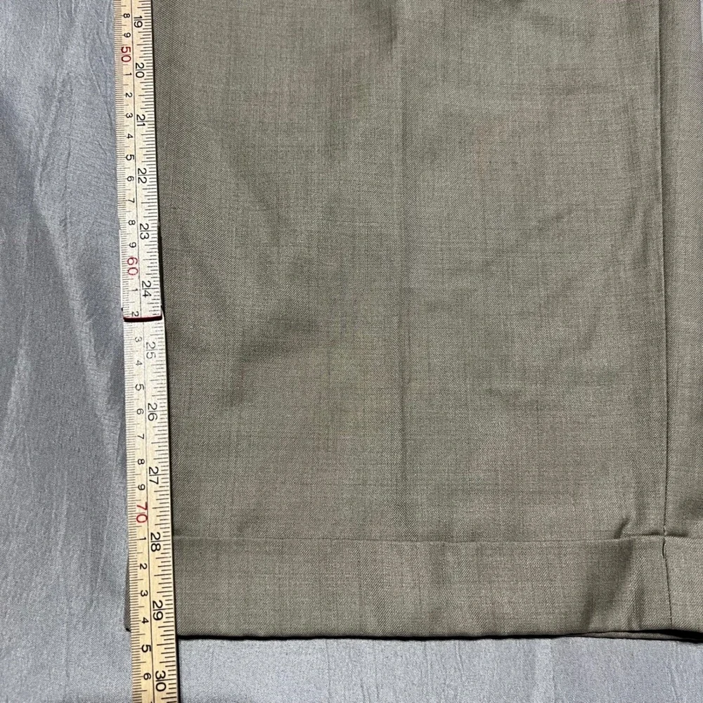 Perry Ellis America Mens 40x30 Tan Pleated Cuffed Dress Pants Khaki Trousers
